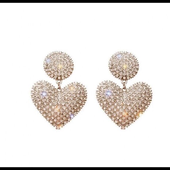 💛 Exquisite crystal drop dangle sparkling heart earrings 💛 - Picture 4 of 4